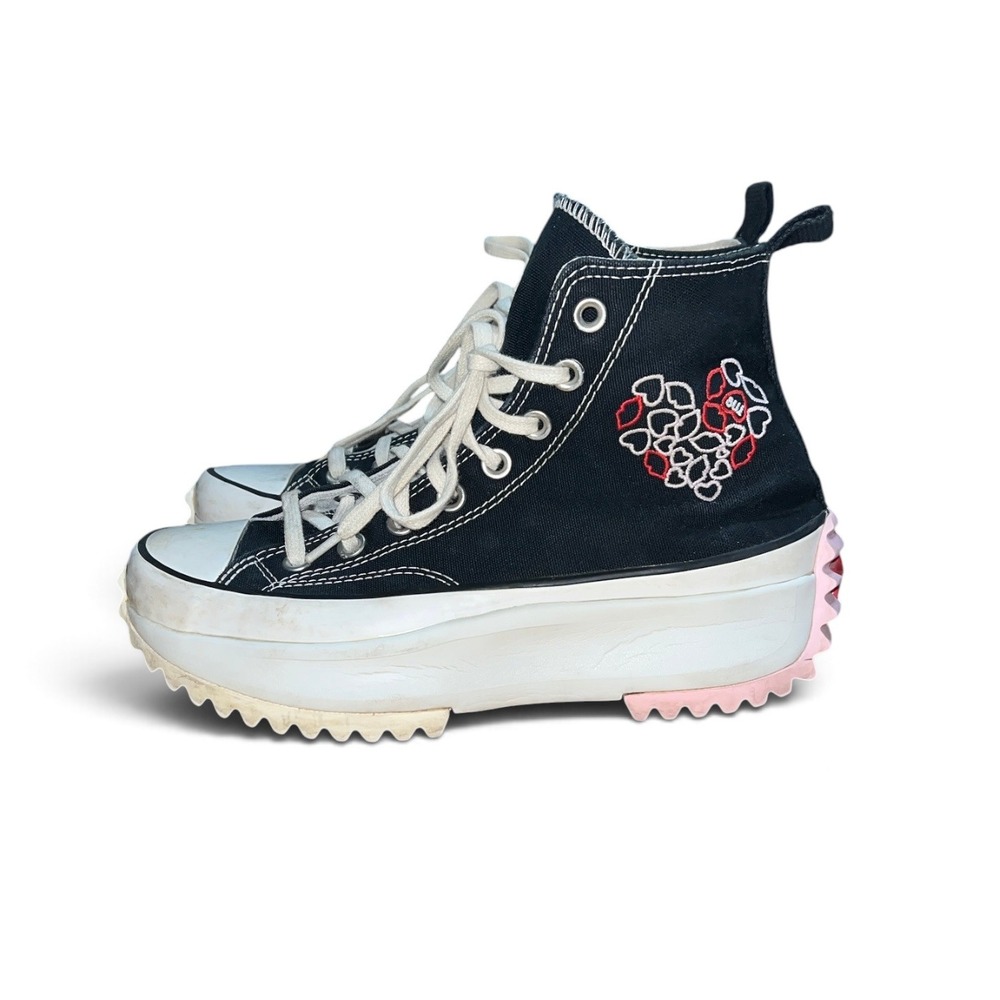 Converse Run Star Hike Hi Unisex 7M 8.5W Black Made With Love Hearts A01598C